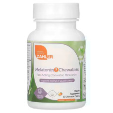 Мелатонін 5 мг, жувальні, смак апельсина, Zahler Melatonin Chewables, 60 жувальних таблеток