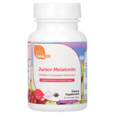 Мелатонін для дітей 1 мг, Zahler Junior Melatonin, натуральний виноград, 60 жувальних таблеток