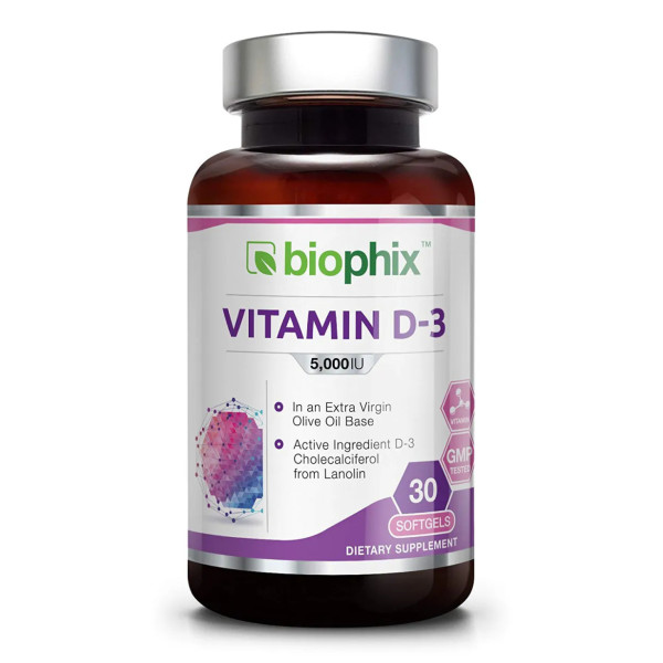 Вітамін D3, Vitamin D3, Biophix, 5000 МО, 30 гелевих капсул
