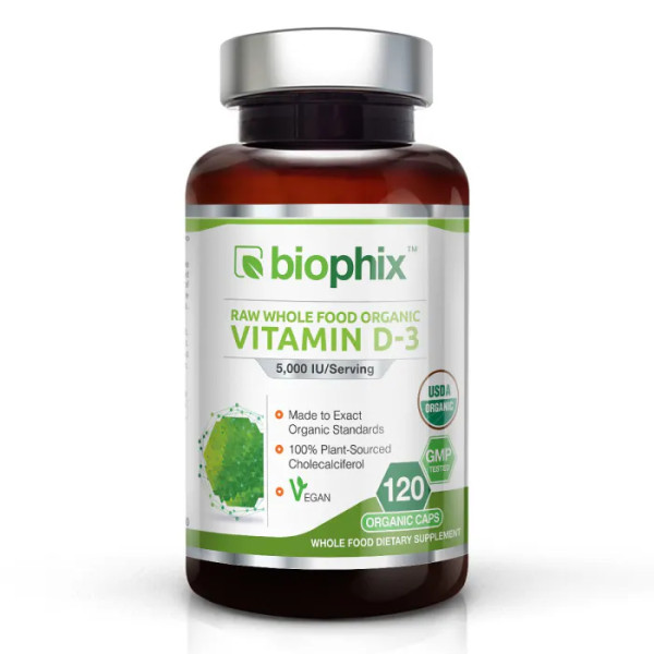 Вітамін D3, Organic Vitamin D3, Biophix, 5000 МО, 120 капсул