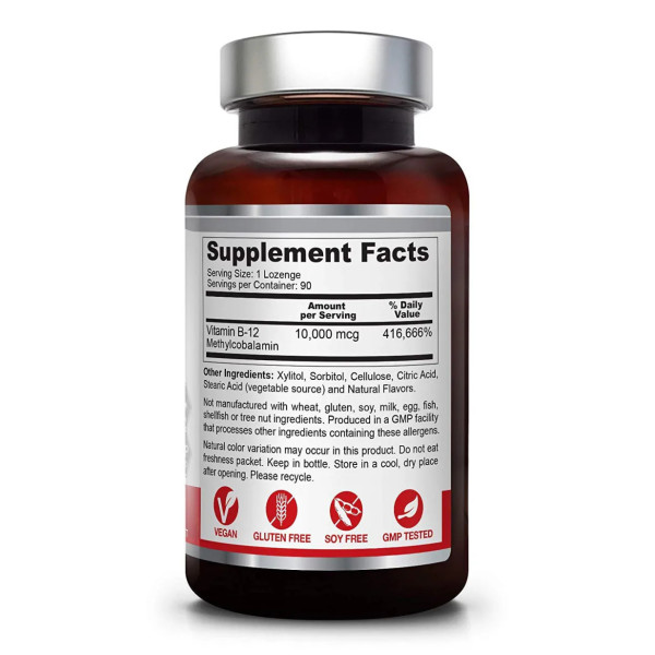 Вітамін В12 (метилкобаламін), Methyl B12, Biophix, 10000 мкг, смак вишні, 90 льодяників