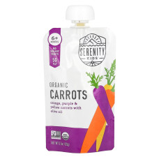 Дитяче пюре органічна помаранчева фіолетова і жовта морква з оливковою олією