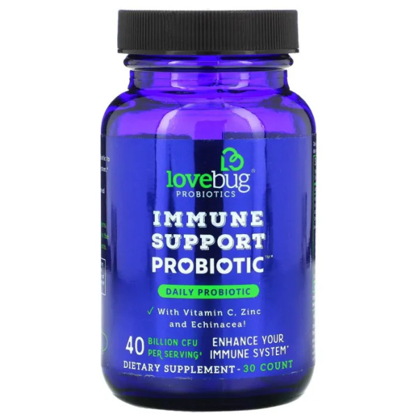 Пробіотик для підтримки імунітету, Immune Support Probiotic, LoveBug Probiotics, для щоденного прийому, 40 млрд. КУО, 30 шт