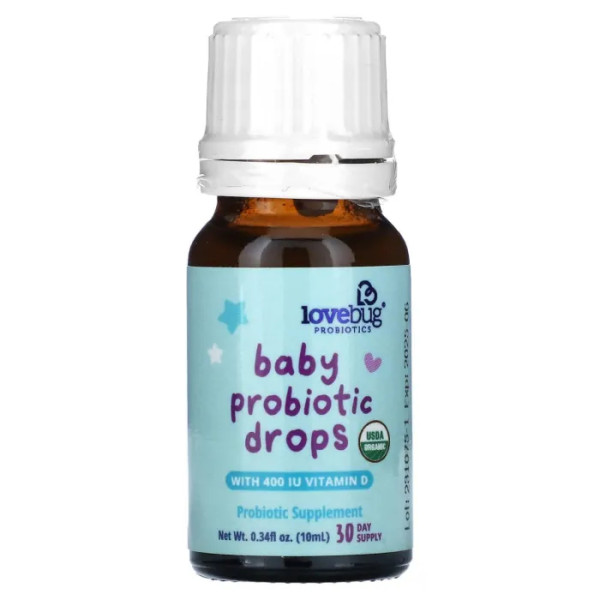 Пробіотик для дітей, Baby Probiotic Drops, LoveBug Probiotics, рідка форма, 5 млрд КУО, 10 мл