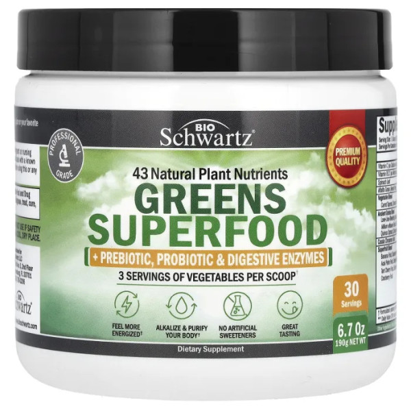 Суперфуд, Greens Superfood, BioSchwartz, 190 г