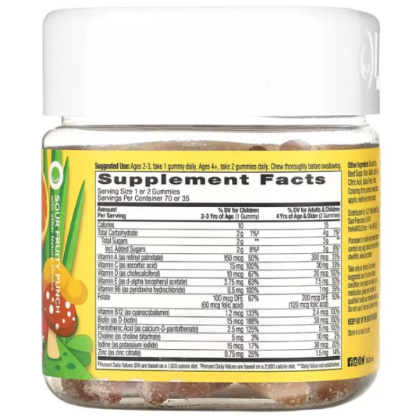 Мультивітаміни та мінерали для дітей, Kids Multi, OLLY, з вітамінами A, C, D, E, B та цинком, кислий фруктовий пунш, 70 жувальних цукерок