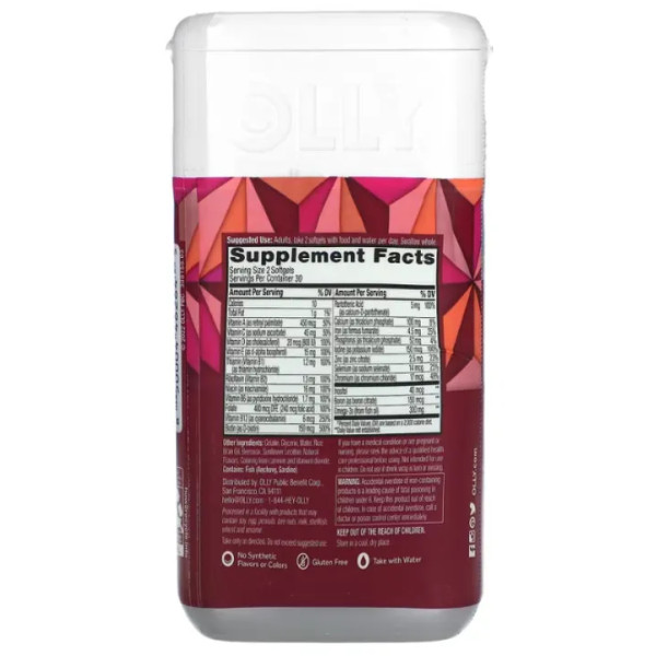 Мультивітамінний комплекс для жінок + Омега-3, Women's Multi + Omega-3, OLLY, для підтримки імунітету, мозку, серця та енергії, 60 желатинових капсул