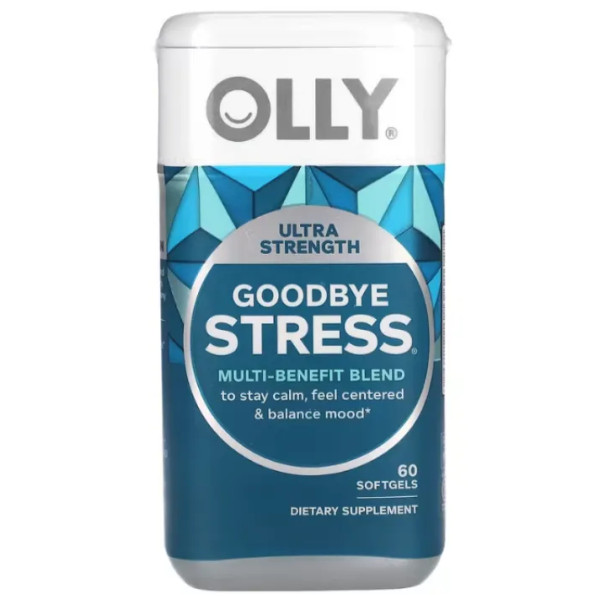 Антистрес, Goodbye Stress, OLLY, багатоцільова суміш з екстрактом ашваганди та L-теаніном, 60 таблеток
