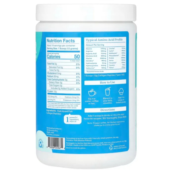 Морський колаген, Wild-Caught Marine Collagen, Further Food, без добавок, 168 г