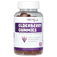 Бузина для дітей жувальна, Elderberry Gummies Kids Healths Harmony, смак малина, 90 жувальних мармеладок