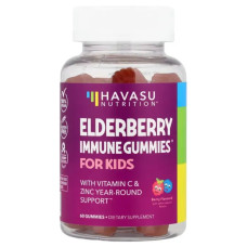 Бузина для детей жевательные, вкус ягоды 50 мг, Havasu Nutrition Elderberry Gummies for Kids, 60 жевательных пастилок