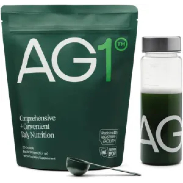 Зелена їжа з пробіотичною формулою, AG1 Greens Powder Supplement, Athletic Greens, порошок для покращення самопочуття та здоров'я кишківника, 360 г