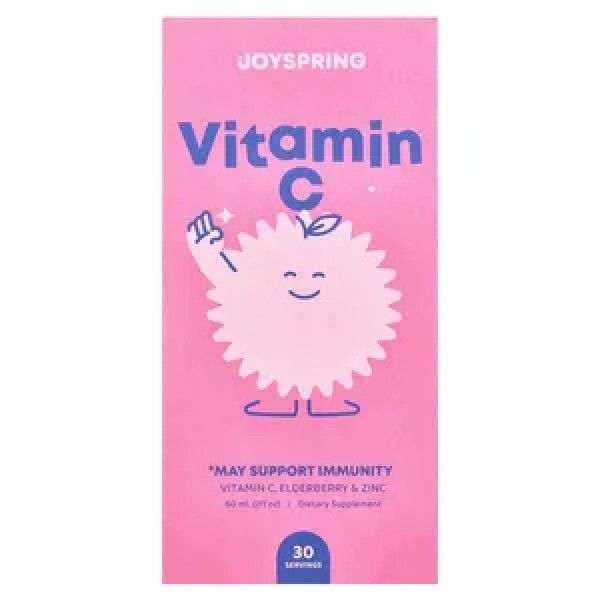 Вітамін С для дітей 2+ років, Vitamin C, JoySpring, з бузиною та цинком, 60 мл