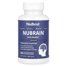 Підтримка роботи мозку, Brain Booster NuBest Nubrain, 60 вегетаріанських капсул