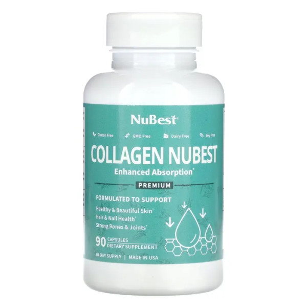 Колаген, Premium Collagen Nubest, NuBest, покращене засвоєння, 90 капсул