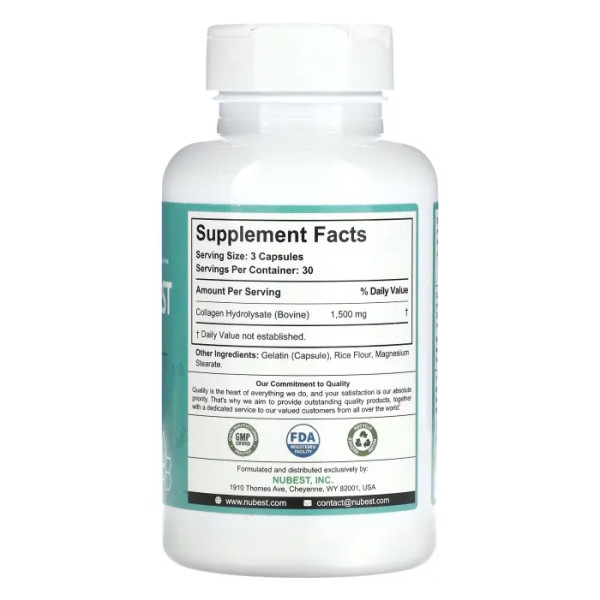 Колаген, Premium Collagen Nubest, NuBest, покращене засвоєння, 90 капсул