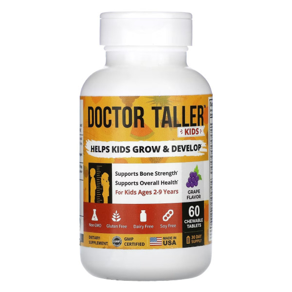 Cтимулятор росту, NuBest, Doctor Taller, для дітей від 2 до 9 років, виноград, 60 жувальних таблеток