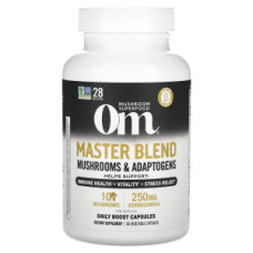Гриби комплекс, Om Mushrooms Master Blend, 84 веганські капсули 10 видів грибів та екстракт ашваганди