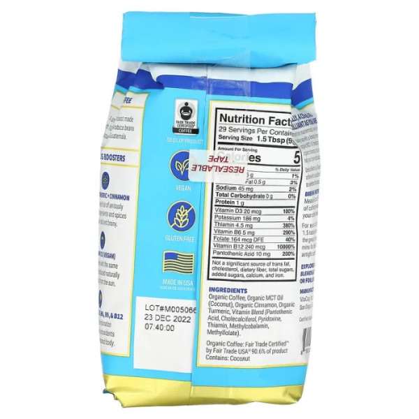 Кава з маслом MCT, куркумою, корицею і вітамінами, Genius Ground Coffee, VitaCup, органік, 288 г