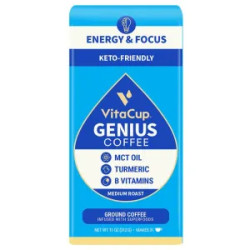 Кофе молотый с MCT маслом, куркумой, корицей и витаминами B и D3, Genius Ground Coffee VitaCup, 312 г, средняя обжарка