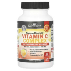 Вітамін C з цинком, Vitamin C Complex with Zinc Bioflavonoids & Rose Hips BioSchwartz, 120 капсул