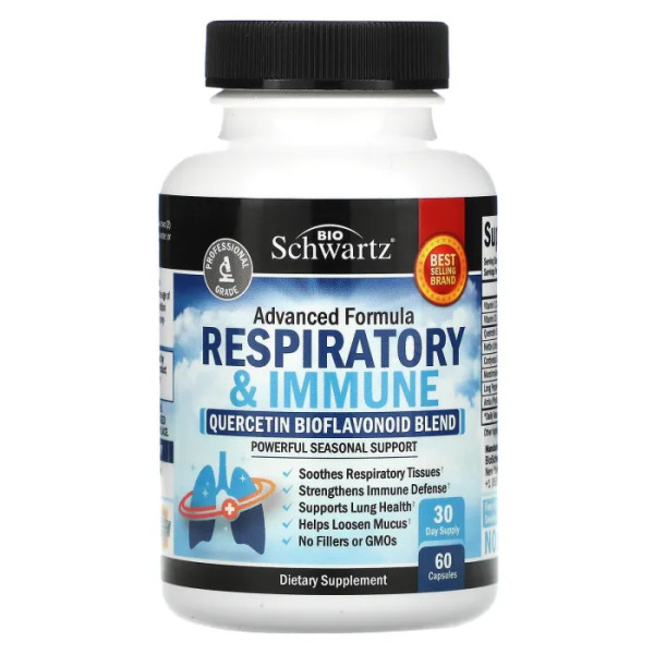 Підтримка дихальної системи та імунітету, Respiratory & Immune, Quercetin Bioflavonoid Blend, BioSchwartz, суміш біофлавоноїдів кверцетину, 60 капсул