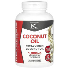 Кокосова олія Extra Virgin, нерафінована, KetoLogic Extra Virgin Coconut Oil, 180 капсул