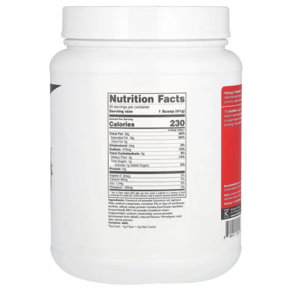 Замінник харчування, KetoMeal, KetoLogic, коктейль-замінник їжі зі смаком шоколаду, 714 гр