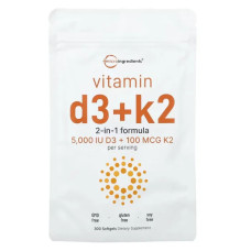 Вітамін D3 та K2, Micro Ingredients Vitamin D3+K2, 300 гелевих капсул