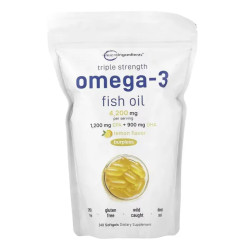 Омега 3 риб'ячий жир 4200 мг, смак лимон, Micro Ingredients Triple Strength Omega-3 Fish Oil, 240 гелевих капсул (1400 мг на 1 капсулі)