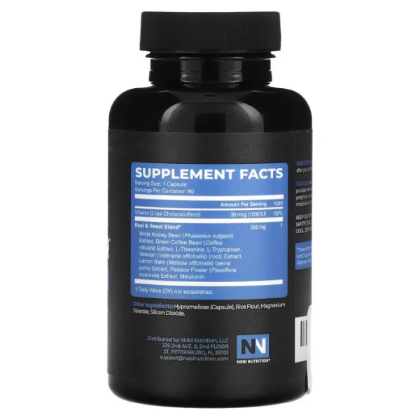 Жироспалювач, Night Time Fat Burner, Nobi Nutrition, преміальний, нічний, 60 капсул