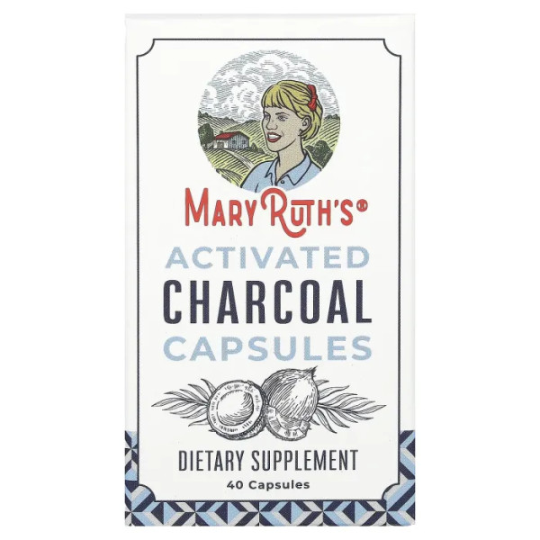 Активоване вугілля, Activated Charcoal Capsules, MaryRuth's, 40 капсул