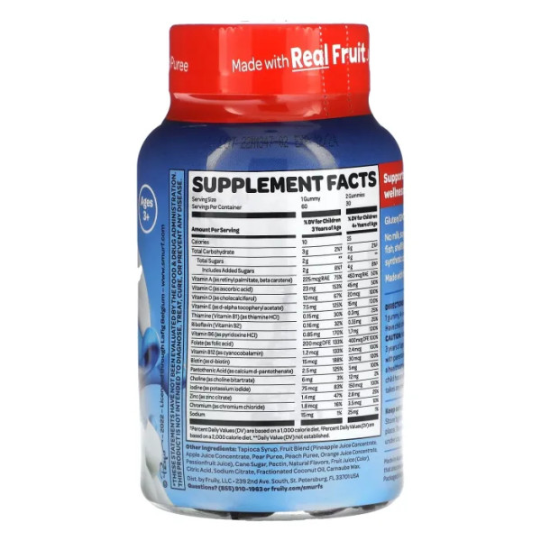 Мультивітаміни для дітей 3+, Multi-Vitamin, The Smurfs, смак ягід, 60 жувальних цукерок
