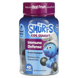 Поддержка иммунитета для детей, с 3 лет, жевательные, вкус ягоды, The Smurfs Immune Defense, 40 жевательных конфет