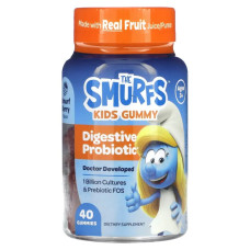 Дитячий пробіотик для травлення, The Smurfs Kids Gummy Digestive Probiotic, смак ягоди 40 жувальних цукерок