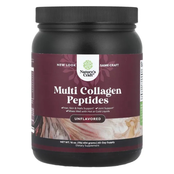 Мультиколагенові пептиди, Multi Collagen Peptides, Nature's Craft, без добавок, 454 г