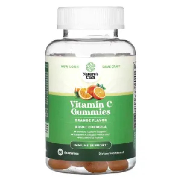 Вітамін С, Vitamin C Gummies, Nature's Craft, зі смаком апельсина, 60 жувальних таблеток