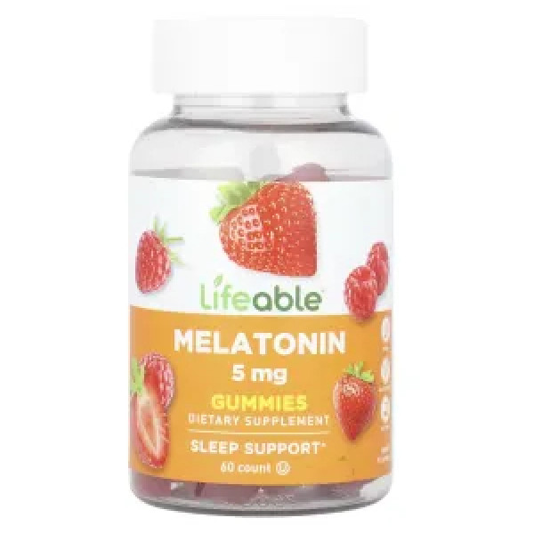 Мелатонін, Melatonin, Lifeable, зі смаком ягід, 5 мг, 60 жувальних цукерок