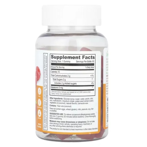 Мелатонін, Melatonin, Lifeable, зі смаком ягід, 5 мг, 60 жувальних цукерок