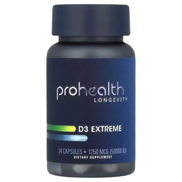 Вітамін D3, Vitamin D3 Extreme, ProHealth Longevity, 1250 мкг (50 000 МО), 24 капсули