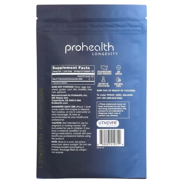 Нікотинамідмононуклеотид, NMN Pro, ProHealth Longevity, чистий порошок, 100 г