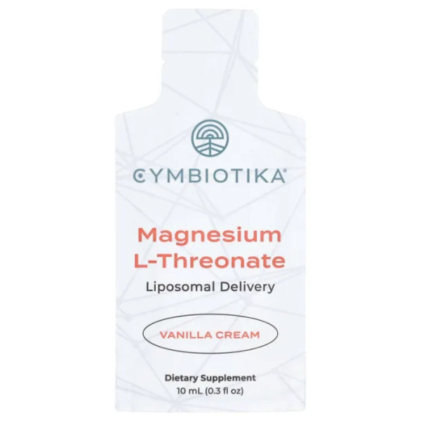 Магній L-треонат, Magnesium L-Threonate, Cymbiotika, ліпосомальна доставка, зі смаком ванільного крему, 30 пакетиків (10 мл кожний)
