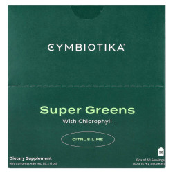 Суперзелень із хлорофілом, смак цитрус-лайм, Super Greens Cymbiotika, 30 пакетиків по 15 мл