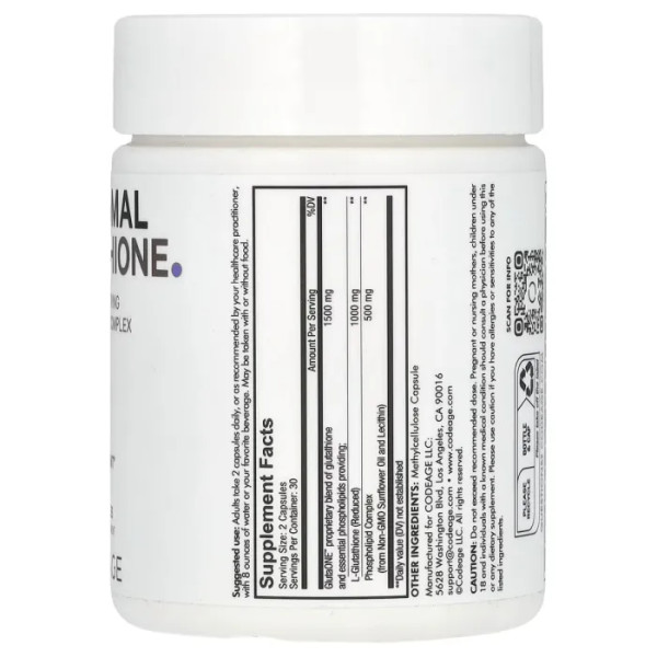 Ліпосомальний глутатіон, Liposomal Glutathione, Codeage, 1000 мг, 60 веганських капсул (500 мг на капсулу)