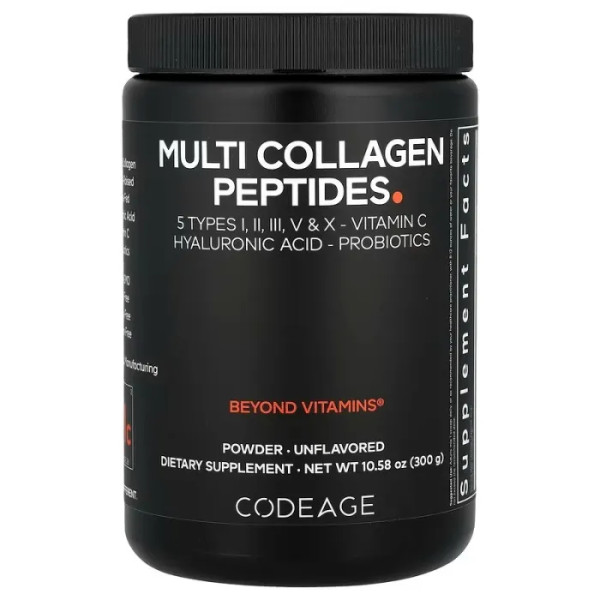 Колагенові пептиди, Multi Collagen Peptides, CodeAge, порошок, без ароматизаторів, 300 г