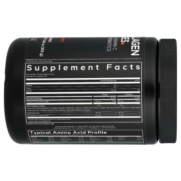 Колагенові пептиди, Multi Collagen Peptides, CodeAge, порошок, без ароматизаторів, 300 г