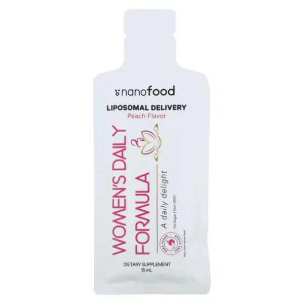 Мультивітаміни для жінок з Омега-3, Essential Vitamins + Omega-3, CodeAge, Nanofood, щоденні, ліпосомальні, смак персик, 30 пакетиків по 15 мл