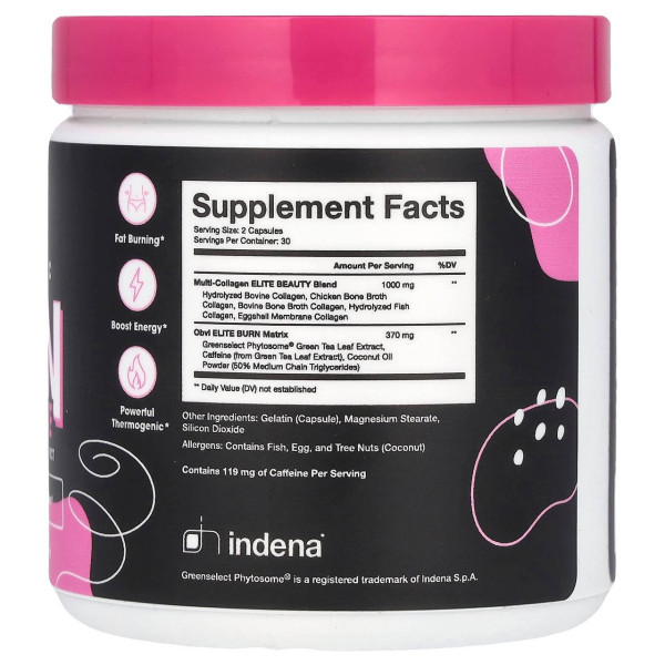 Жироспалювач з колагеном, Collagenic Burn Elite, Obvi, 60 капсул