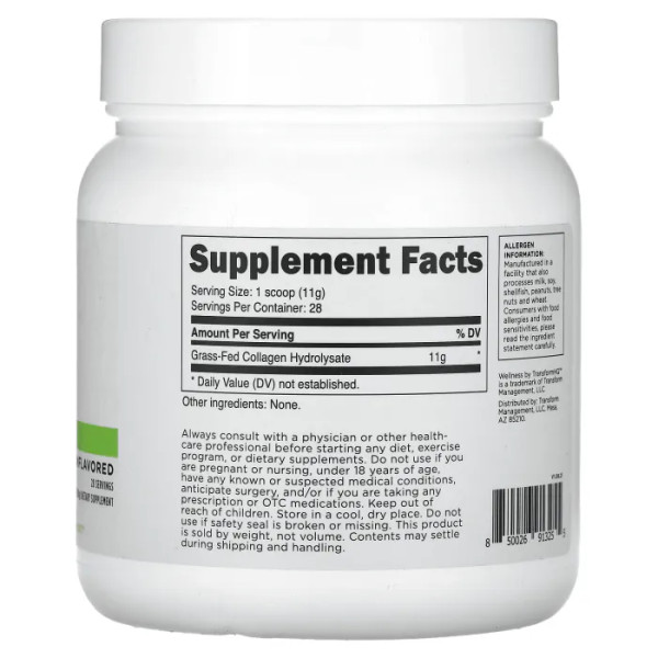 Колаген, Collagen, Wellness, TransformHQ, неароматизований, 308 р.