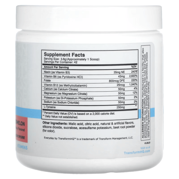 Гідратація, Everyday, Hydration, TransformHQ, без кофеїну, кавун, 151,2 г
